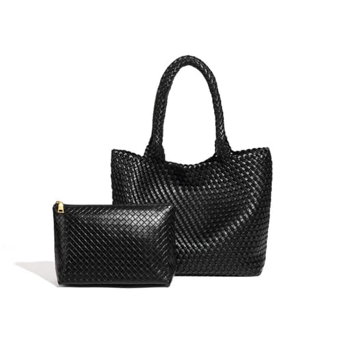 Niche Fashion Weiches PU-Leder Große Kapazität Gewebte Pendler-Einkaufstasche, Retro-Unterarmtasche,Gelb,40 * 17 * 31cm von VEWSSDC