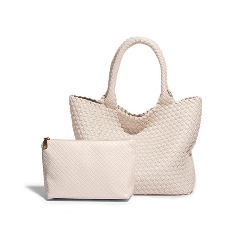 Niche Fashion Weiches PU-Leder Große Kapazität Gewebte Pendler-Tragetasche, Retro-Unterarmtasche, 40 * 17 * 31cm von VEWSSDC