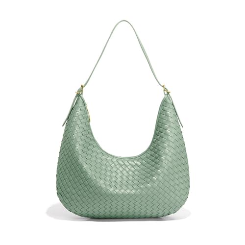 VEWSSDC 2025 Modische PU-gewebte Unterarmtasche für Damen, bequeme Umhängetasche mit großem Fassungsvermögen für Pendler, Schilfgrün, 31 * 9 * 33 cm von VEWSSDC