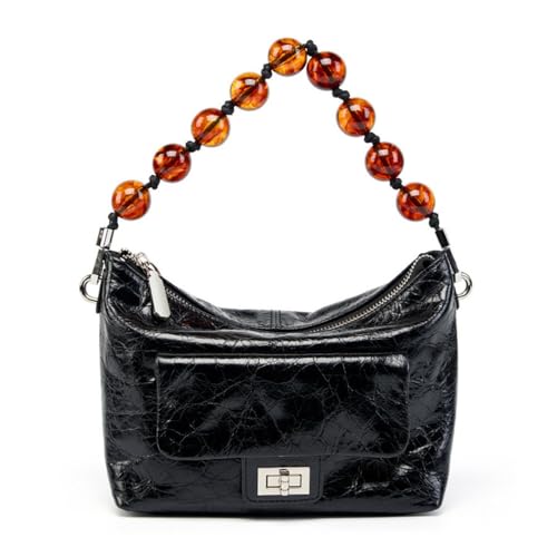 VEWSSDC Damen Leder Umhängetasche Damen Handtasche Totes Damen Casual Crossbody Bag Daybag Unterarmtasche,Schwarz,24 * 8 * 16CM von VEWSSDC
