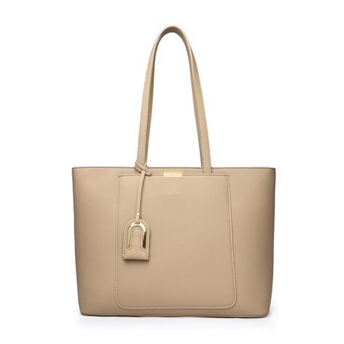 VEWSSDC Modische Damen-Einkaufstasche mit großem Fassungsvermögen, vielseitige Arbeits- und Pendlertasche, einfache Umhängetasche, Khaki, 33 x 12 x 32 cm von VEWSSDC