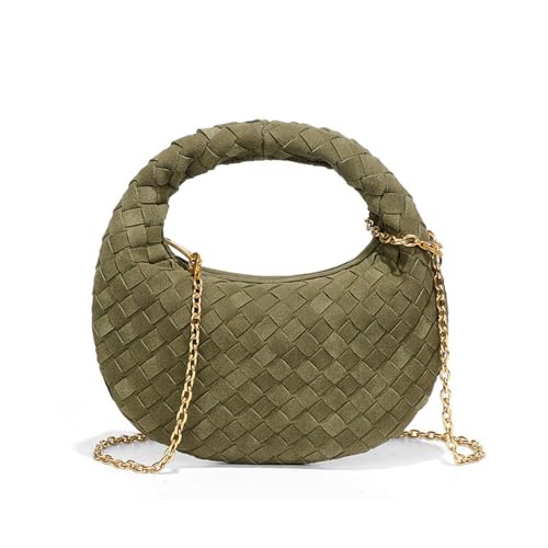 VEWSSDC Modische Damen Mini Dumpling Bag Nischenkette Herbst/Winter Frosted PU Handtasche Crossbody Bag, Olivgrün, 21 * 1 * 14cm von VEWSSDC