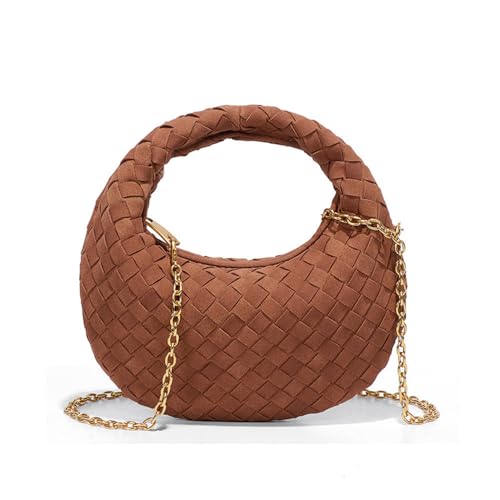 VEWSSDC Modische Damen Mini Dumpling Bag Nischenkette Herbst/Winter Frosted PU Handtasche Crossbody Bag,braun,21 * 1 * 14cm von VEWSSDC