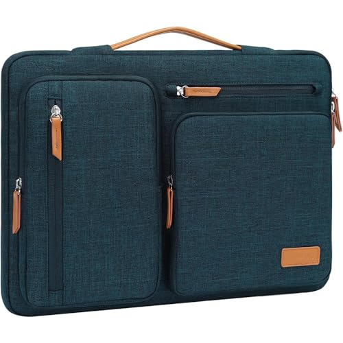 VEWSSDC Modische Laptoptasche fürs Büro, unverzichtbar für 13-15,6-Zoll-Tablets, tragbarer Schultergurt, Computertasche mit Doppelfach und Gepäck-Trolley-Gurt, Unisex, Dunkelblaugrün, 15,6 Zoll von VEWSSDC
