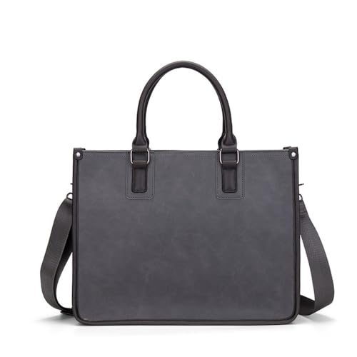 VEWSSDC Vintage Herren Leder Laptop Aktentasche für 14,9 Zoll Laptops große Kapazität Umhängetasche Laptoptasche, Kaffee, 14.9inch/38 * 7 * 29cm von VEWSSDC