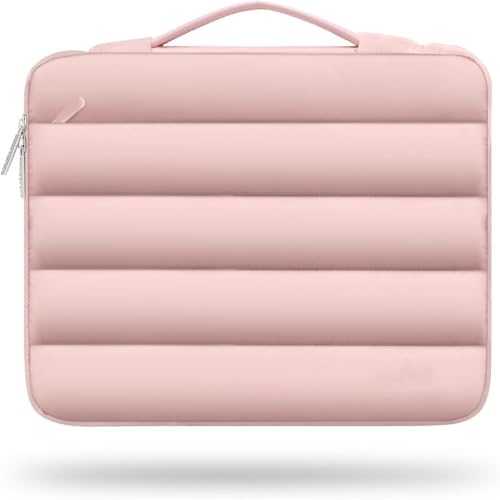 VEWSSDC Weiche, gesteppte, schrumpfbare Laptoptasche für 13,3-Zoll- und 15,4-Zoll-Laptops und Tablet-Taschen, Pink, 13,3 Zoll von VEWSSDC