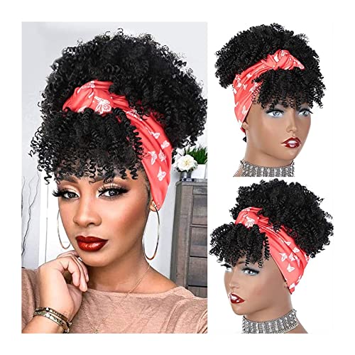 1 Packung synthetische Locken mit Pony, Pferdeschwanz-Verlängerung mit kurzer Spitze, für Frauen, Kunsthaarperücke (005) von VEXDOSLE