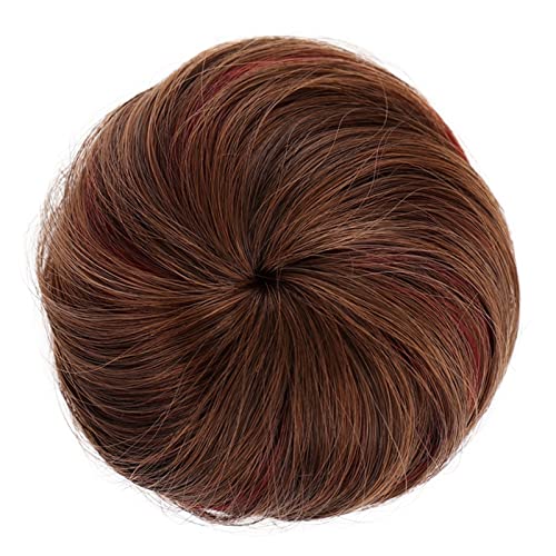 588-02 Haarknoten, synthetische Haarspange, Donut-Dutt, mit Kordelzug, glatt, Haarverlängerung, Stirnband, Perücke für Damen, Duttstück (588-02) von VEXDOSLE