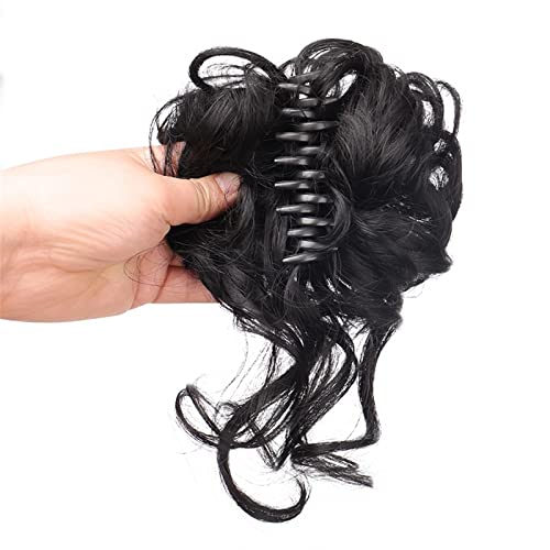 Haarknoten, synthetische Haarklammern, unordentlicher Dutt, Pferdeschwanz, Haarverlängerung, gewellt, gelockt, Haarklammern, Perücken für Damen, Haarknoten, 1 Stück von VEXDOSLE