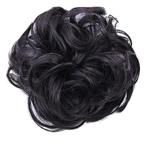 Haarknoten 1 Pack Synthetische Donut Brötchen Messy Brötchen Haar Scheiben Lockige Wellenförmige Stirnbänder Frauen Brötchen Perücke Synthetische Perücke Haar Extensions Haarknoten stück(Black brown) von VEXDOSLE