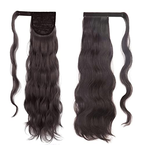 Haarknoten 22 Zoll Lange Wellenförmige Locke Wrap Pferdeschwanz Hitze Beständig Synthetische Perücke Pferdeschwanz Extensions Knoten für Frauen Haarknoten stück(2) von VEXDOSLE