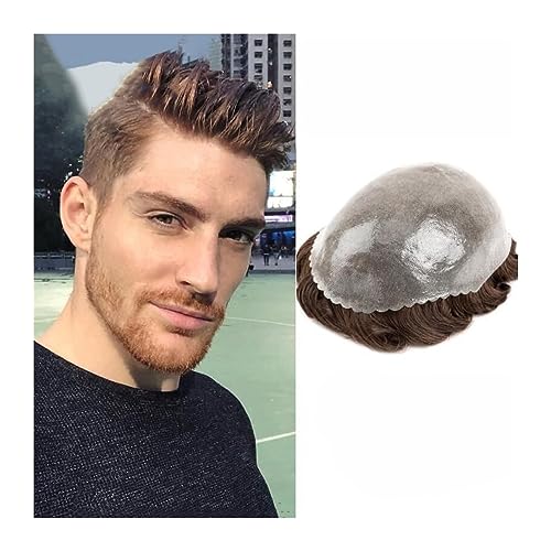 Kahlheitsabdeckung für Männer Perücke Toupetje for Männer Echthaar Haarteil Toupet for Männer 0.08mm PU Skin Base Plupet 7.5 Zoll Durable Perücken for Männer Natürlicher Haaransatz Menschliches Ha von VEXDOSLE