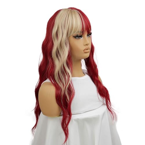 Lace Perücke Große gewellte Perücke mit vollem Pony Lang Lockiges Haar Volle Headset-Perücke, Geeignet für den täglichen Gebrauch auf Partys, 26 Zoll Perücken Frauen von VEXDOSLE