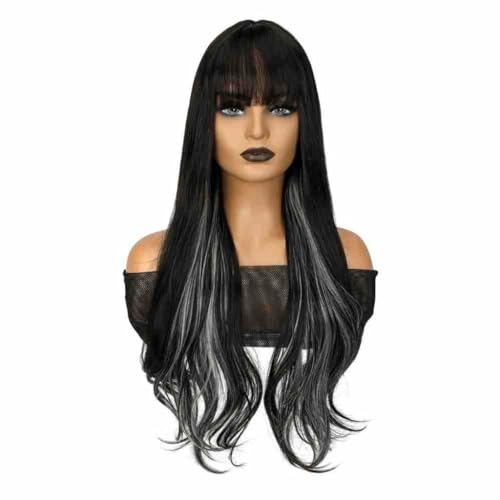 Perücke Big Wave Perücke Lang Silbergrau Lockiges Haar für Damen Ganze Kopfbedeckung Kunsthaar Mode Synthetische Perücke Tägliche Perücken von VEXDOSLE