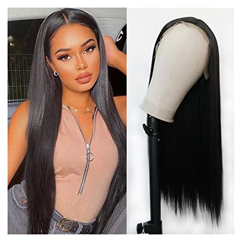 Perücke Damen Synthetische Spitze Perücke Vorgezeichnet mit Babyhaar Perücken Hitzebeständig Tägliche Perücken(01_28INCHES) von VEXDOSLE
