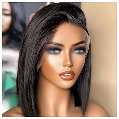 Perücke Kurze Bob 180 DENSITY Gerade Synthetische 4 * 4 spitze vordere seide basis perücke für schwarze frauen gluous tägliche cosplay Tägliche perücken(16 ZOLL) von VEXDOSLE
