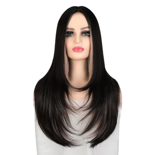 Perücke Perücken Vollkopf Perücken Damen Lange Glatte Haare Simulierte Vollkopf Perücken Mode Synthetische Perücken Tägliche Perücken von VEXDOSLE