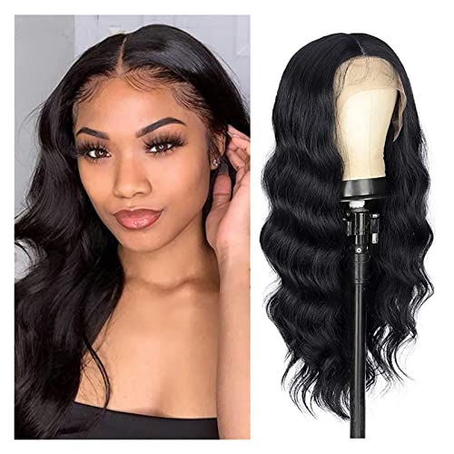 Perücke Perücken für frauen gluulose lange wellige synthetische spitze perücke vorgezupft mit baby haar hitzebeständig faser perücke party Tägliche perücken(01_26INCHES) von VEXDOSLE
