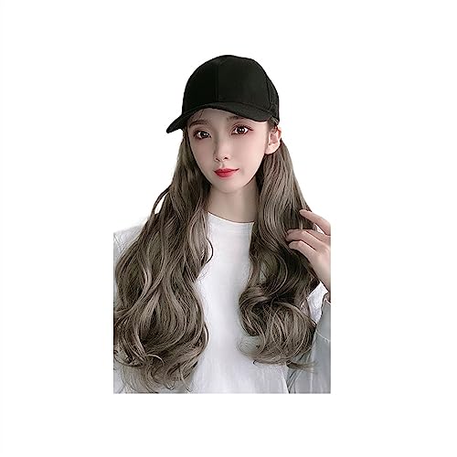 Perückenkappe, synthetische lange natürliche Wellen, lockiges Haar, Perücken mit Hut, Baseballkappe, verstellbare Mütze, Perücke für Mädchen, Perückenhut (3) von VEXDOSLE