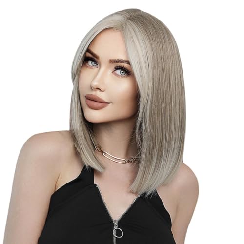 Spitze Perücke 39cm 16 Zoll Small T Vorne Spitze Kurze Gerade Haar Hängen Ohr Farbe Damen Tägliche Tragen Perücke Perücken Frauen von VEXDOSLE