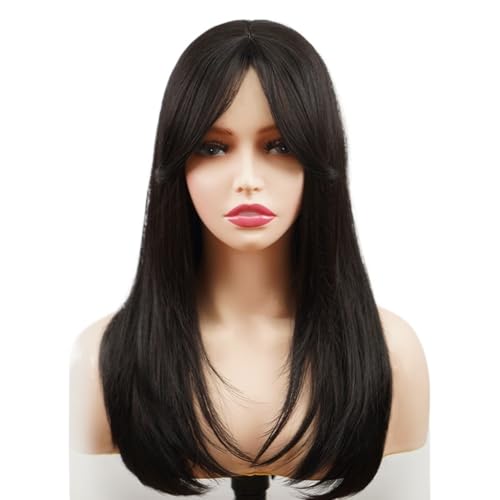 Spitze Perücke Friseur Volle Kopf Perücke Styling Täglichen Gebrauch Seite Pony Lange Gerade Temperament Perücke Perücken Frauen von VEXDOSLE