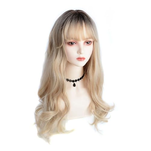 Spitze Perücke Große gewellte lange lockige Haar Luft Pony Textur Perücke Kopfbedeckung volle Kopfbedeckung Design Perücke Perücken Frauen von VEXDOSLE