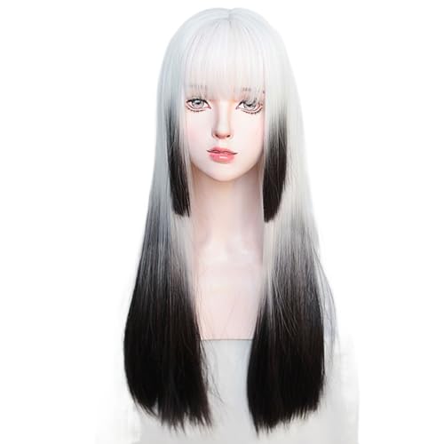 Spitze Perücke Lange Haar Simulation Haar Farbverlauf Färben Vollkopf Perücke Natürliche Haar Stil Haar Volle Kopf Perücke Perücken Frauen von VEXDOSLE