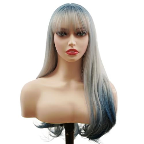 Spitze Perücke Tägliche perücke kopfbedeckung gradienten doppel färbung lang lockiges haar luft pony simulation haar perücke set perücken frauen von VEXDOSLE