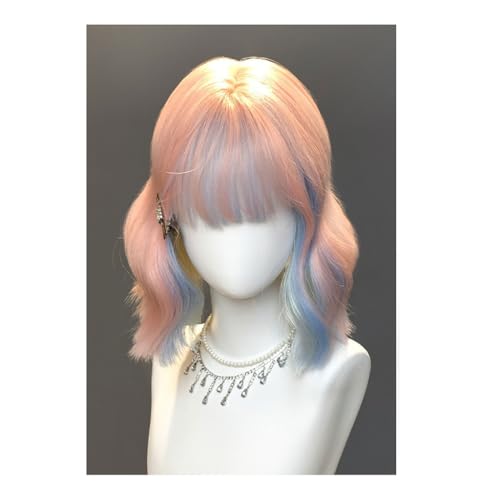 Spitze Perücke Täglichen Stil Perücke Kurze Haar Farbe Hängendes Ohr Gefärbt Kurze Lockige Haar Voller Kopf Perücke Perücken Frauen von VEXDOSLE