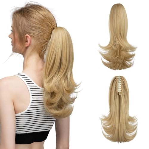 Synthetische Haarklammern in Pferdeschwanz-Haarverlängerungen Perücke 14 Zoll lange gewellte Perücke Panino mit elastischem Band Pferdeschwanz für Frauen Dutt Stück (22h613) von VEXDOSLE