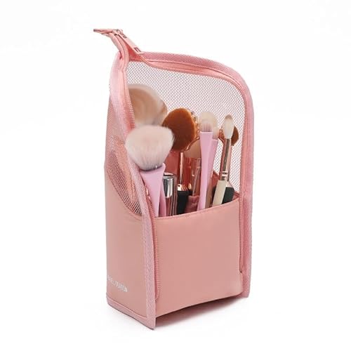VEXDOSLE Kosmetik-Aufbewahrungsbox, 1 Stück, Damen-Kosmetiktasche, transparenter Reißverschluss, Kosmetiktasche, Reise-Damen-Make-up-Pinselhalter, Aufbewahrung, Kulturbeutel, Make-up-Organizer-Box (A) von VEXDOSLE