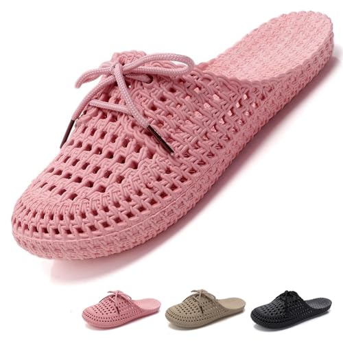 VEXITO Clogs Damen Gartenschuhe Frauen Pantoletten Sandalen Hausschuhe Schleife Geschlossen Verstellbar Sommer Schuhe Wolken Slides Cozies Slipper Pink. Gr.40 41 /250mm von VEXITO