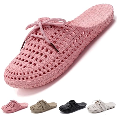 VEXITO Clogs Damen Gartenschuhe Frauen Pantoletten Sandalen Hausschuhe Schleife Geschlossen Verstellbar Sommer Schuhe Wolken Slides Cozies Slipper Pink. Gr.42 43 /260mm von VEXITO