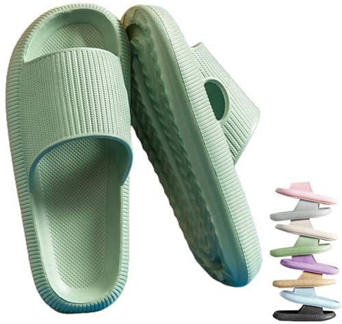 VEXITO Wolken Badelatschen Damen Orthoslipper Original Cloud Slippers Hausschuhe Wolkenschuhe Schuhe Sommer Herren Wolken Schlappen Cozy Slides Pantoletten Weich Grün Gr. 40-41 von VEXITO