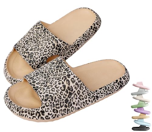 VEXITO Wolken Badelatschen Damen Orthoslipper Original Cloud Slippers Hausschuhe Wolkenschuhe Schuhe Sommer Herren Wolken Schlappen Cozy Slides Pantoletten Weich Leoparden Gr. 36-37 von VEXITO