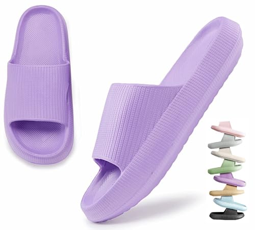 VEXITO Wolken Badelatschen Damen Orthoslipper Original Cloud Slippers Hausschuhe Wolkenschuhe Schuhe Sommer Herren Wolken Schlappen Cozy Slides Pantoletten Weich Violett Lila Gr. 40-41 von VEXITO