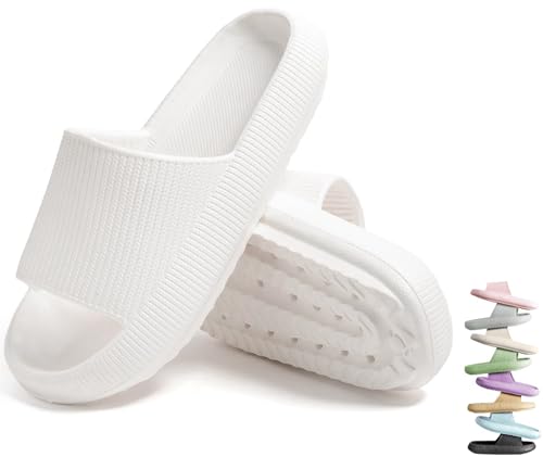 VEXITO Wolken Badelatschen Damen Orthoslipper Original Cloud Slippers Hausschuhe Wolkenschuhe Schuhe Sommer Herren Wolken Schlappen Cozy Slides Pantoletten Weich Weiß Gr. 42-43 von VEXITO