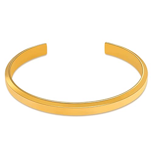 VEXXS Herren Armreif,18K Gold beschichtet Edelstahl Offen Armband,Klassisches Bracelet,Schmuck Geschenk für Herren Damen Männer Jungen Frauen VEXXS Herren Armreif,18K Gold beschichtet Edelstahl Offen Armband,Klassisches Bracelet,Schmuck Geschenk für Herren Damen Männer Jungen Frauen von VEXXS