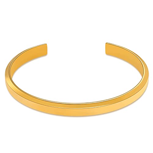 VEXXS Herren Armreif,18K Gold beschichtet Edelstahl Offen Armband,Klassisches Bracelet,Schmuck Geschenk für Herren Damen Männer Jungen Frauen von VEXXS