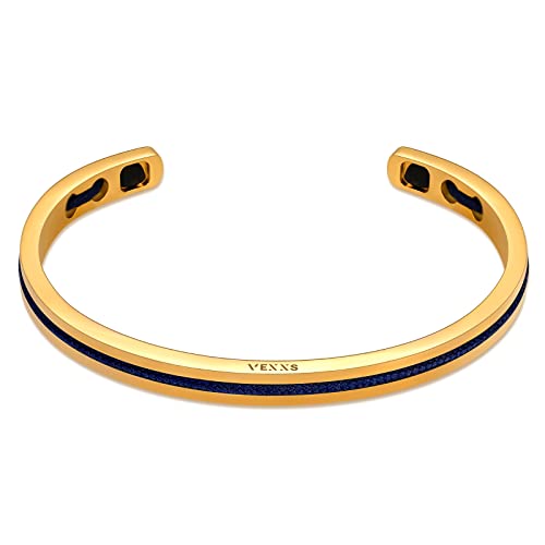 VEXXS Herren Armreif,18K Gold beschichtet Edelstahl Offen Armband,Klassisches Bracelet,Schmuck Geschenk für Herren Damen Männer Jungen Frauen von VEXXS