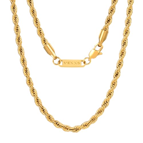 VEXXS Goldkette Herren Kordelkette 4mm03 von VEXXS