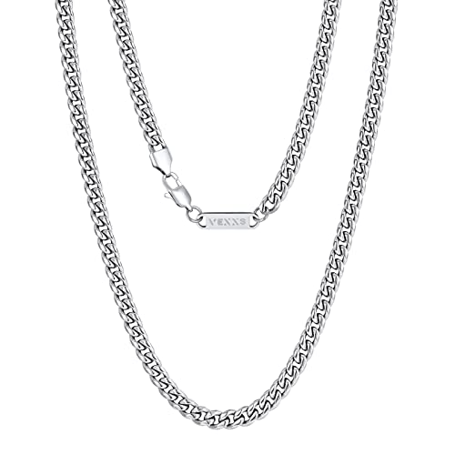 VEXXS 3/4/6mm Herren Panzerkette, 18K Gold beschichtet Cuban Halskette, Miami Kubanische Gliederkette Herren Kette Hip Hop Nickelfrei für Männer (Silbrig-3mm, 51.00) VEXXS 3/4/6mm Herren Panzerkette, 18K Gold beschichtet Cuban Halskette, Miami Kubanische Gliederkette Herren Kette Hip Hop Nickelfrei für Männer (Silbrig-3mm, 51.00) von VEXXS