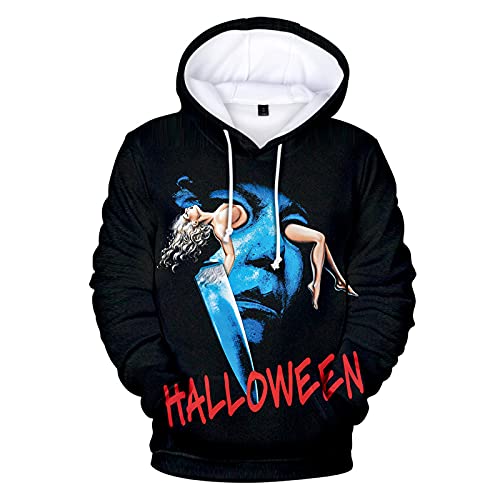 VEZ Kapuzenpullover 3D Doodle Horror Film Halloween Michael Myers Hatshirt Männer/Frauen Sweatshirt Herbst Langarm Pullover Lose Top Cosplay von VEZ