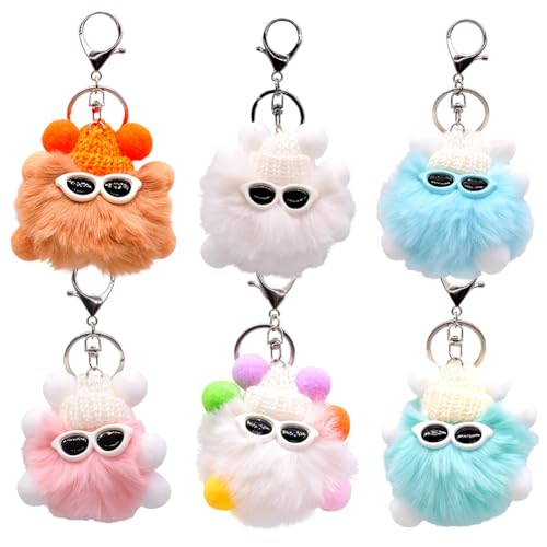 VEghee 6 PCS Plüsch Kleine Kleiner Kohleball, Plüschtier Kleiner Kohleball Schlüsselring, Kleiner Kohleball Puppe Schlüsselanhänger Schlüsselband Schlüsselhalter Schlüsselkette Taschenanhänger von VEghee