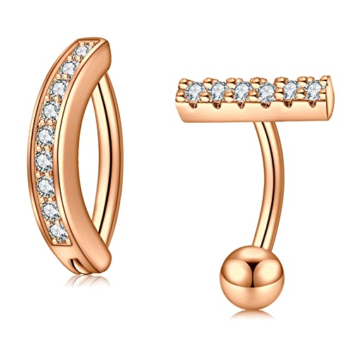 VF VFUN 2pcs 14G Bauchnabelpiercing Click Bauchnabel Bauchstangenringe 10mm Klar Cz Bauchhantel Edelstahl Piercing Set Nabel Bars Nabelring Piercing Bauchnabel Für Damen von VF VFUN
