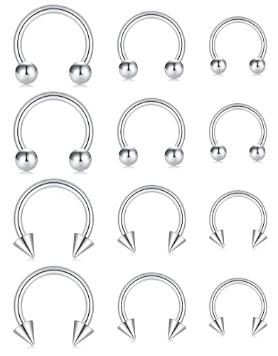 VF VFUN 16g Septum Piercing Nasenpiercing 8/10/12mm Hufeisen Ring Lippenpiercing Tragus Helix Piercing Damen Herren von VF VFUN