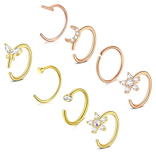 VF VFUN 18G Nasenring Edelstahl Nasenpiercing Für Frauen Edelstahl Cz Nasenriemen Fake Nasenring 8mm von VF VFUN