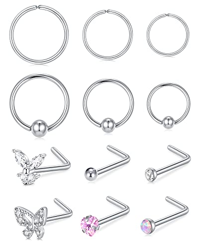 VF VFUN 18g Hypoallergener Edelstahl l Geformtes Nasenpiercing c Form Nasenring Set Nasenpiercing Lip Helix Piercing Für Frauen VF VFUN 18g Hypoallergener Edelstahl l Geformtes Nasenpiercing c Form Nasenring Set Nasenpiercing Lip Helix Piercing Für Frauen von VF VFUN