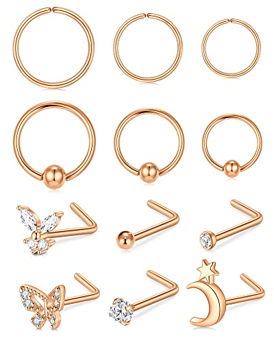 VF VFUN 18g Hypoallergener Edelstahl l Geformtes Nasenpiercing c Form Nasenring Set Nasenpiercing Lip Helix Piercing Für Frauen von VF VFUN