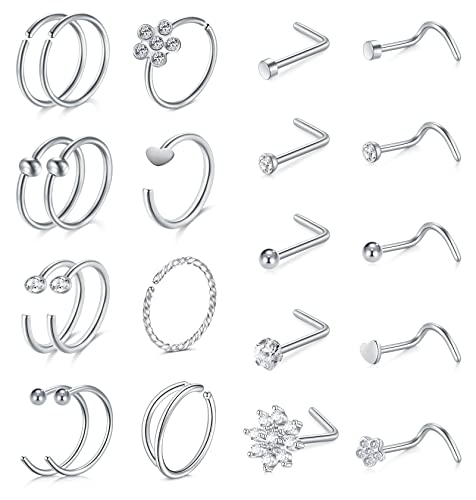 VF VFUN 20g Nasenpiercing Hypoallergenes Nasenring Edelstahl Piercingnase l Geformte Nasenstöcke c Form Nase Reifen Ringe Set Nasenspiercing Schmuck Lip Helix Piercing Für Frauen VF VFUN 20g Nasenpiercing Hypoallergenes Nasenring Edelstahl Piercingnase l Geformte Nasenstöcke c Form Nase Reifen Ringe Set Nasenspiercing Schmuck Lip Helix Piercing Für Frauen von VF VFUN